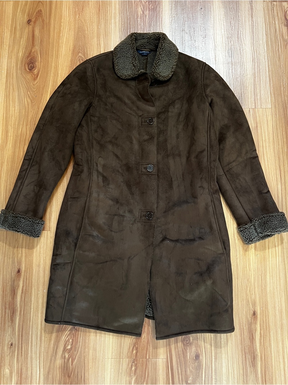 Lands’ End Women’s Sz. XS 2-4 Dark Mahogany Faux Suede Sherpa Lined